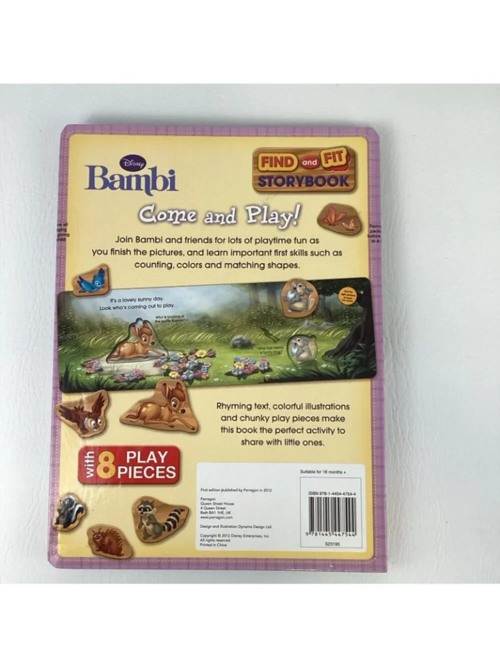 Disney Find and Fit Storybook Bambi Come and Play Book Sealed 2012 Thumper
